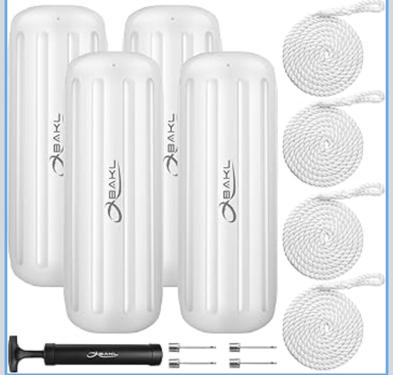 OBAKL Boat Fenders 4 Pack 10 x 28 Inches Ribbed White