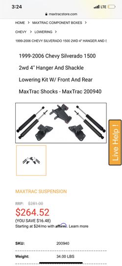 99-06 Gm Silverado/sierra 1500 2wd Rear 4” Drop Kit