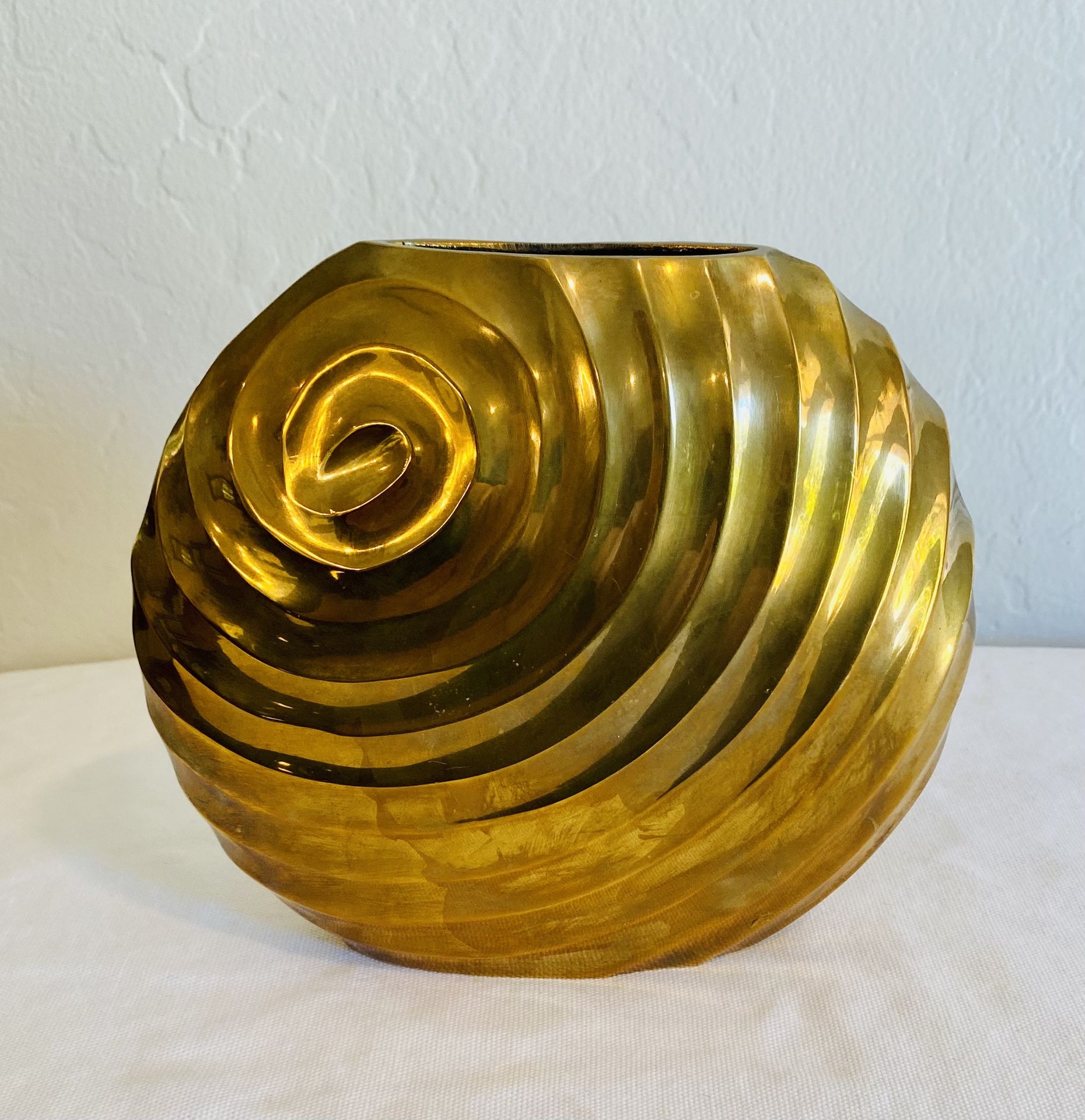 vintage art deco solid brass vase