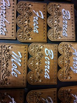 wood menue signs