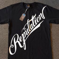 NEW Trendy Designer Men Reputation Black Cotton Tee T-shirt Men Size L