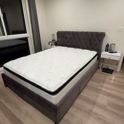 Motteo Tufted Upholstered Platform Bed – Queen