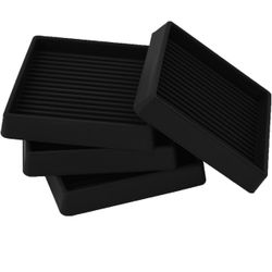 3x3 Square Rubber Furniture Caster Cups, Anti-Sliding Furniture Pads Bed Stopper Floor Protectors with Grip - Protect Any Flooring 
