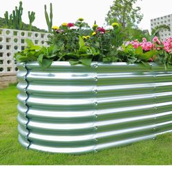 6×3×2ft Galvanized Raised Garden Bed Kit, Galvanized Planter Raised Garden Boxes Outdoor, Oval Large