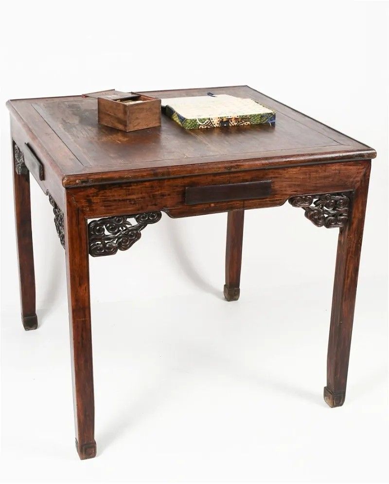 19th Century Chinese Mahjong Table w/ 2 Complete Bone & Bamboo Tile Sets