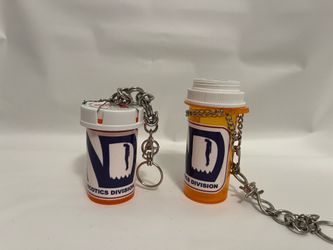 Prescription Bottle Keychains Narcotics Division Labels Belt Chain Orange White