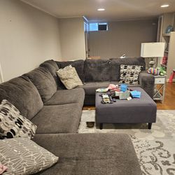 Three piece sectional gray couch