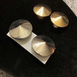 Vintage Gold And Silver Dome Shaped Clip On Earrings 