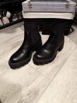 Black Lug Sole Chelsea Ankle Boots