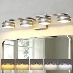 (Brand New in Box) Vanity Light Fixture, 24.4 Inch 4-Light Bathroom Vanity Lighting with Brushed Nickel Finish, 5CCT Adjustable Wall Light, Dimmable