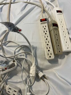 Household Power Bundle - 3 Power Strips & 2 Extension Cords (6ft & 15ft)"