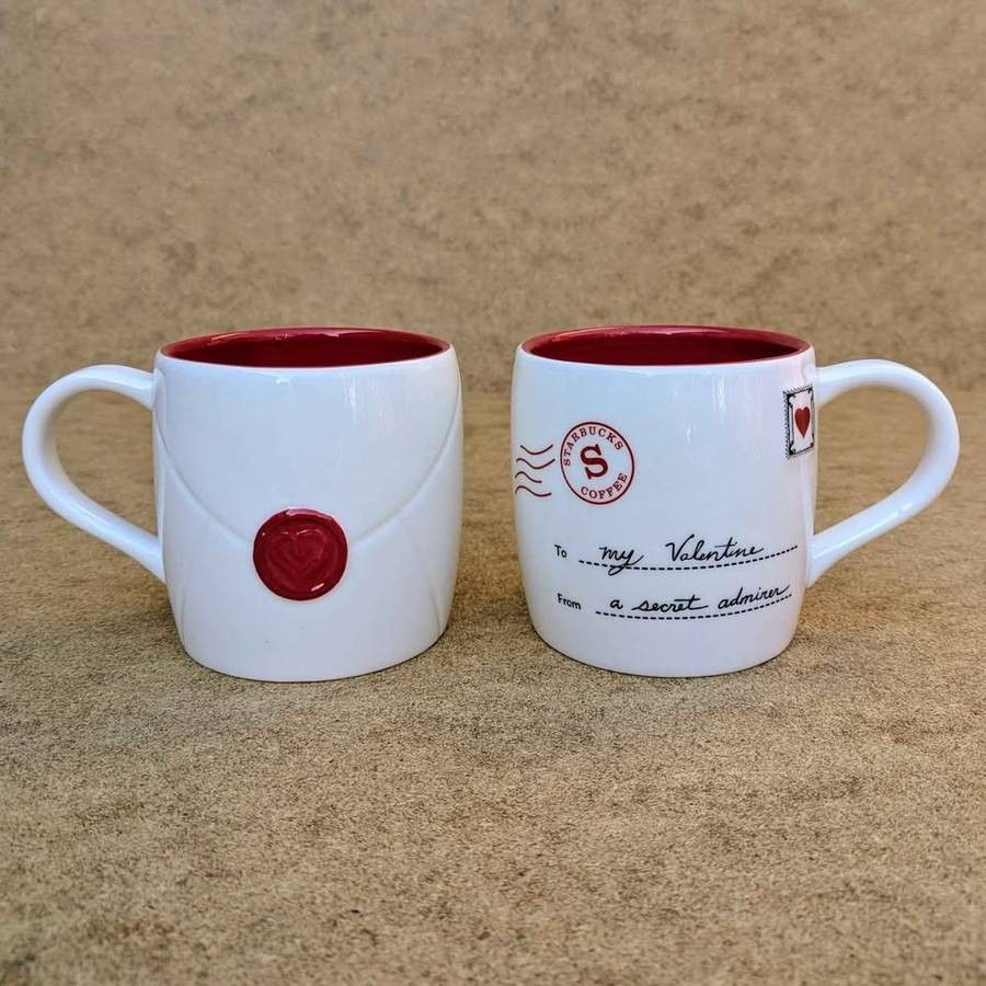 Starbucks 2010 My Valentine secret admirer envelope stamped letter new bone china coffee mug tea cup