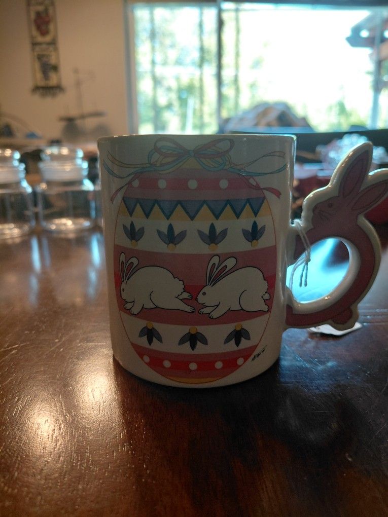 Antique Easter Bunny Coffee Cup