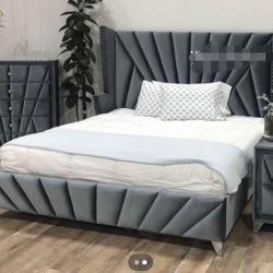 Queen Velvet Bed Frame 