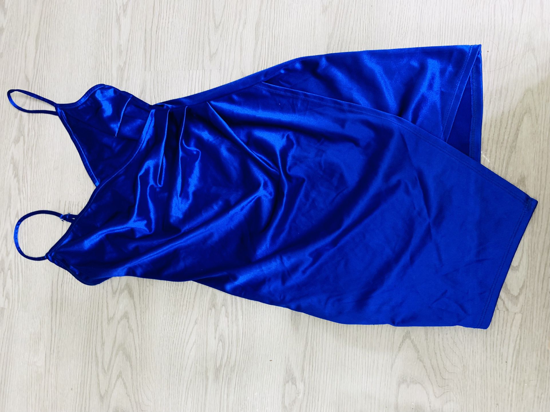 Royal Blue Silky Mini Dress 