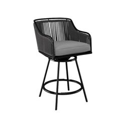 Style Selections Glenwood Black Metal Frame Stationary Dining Chair(s) Counter Height with Gray Cushioned