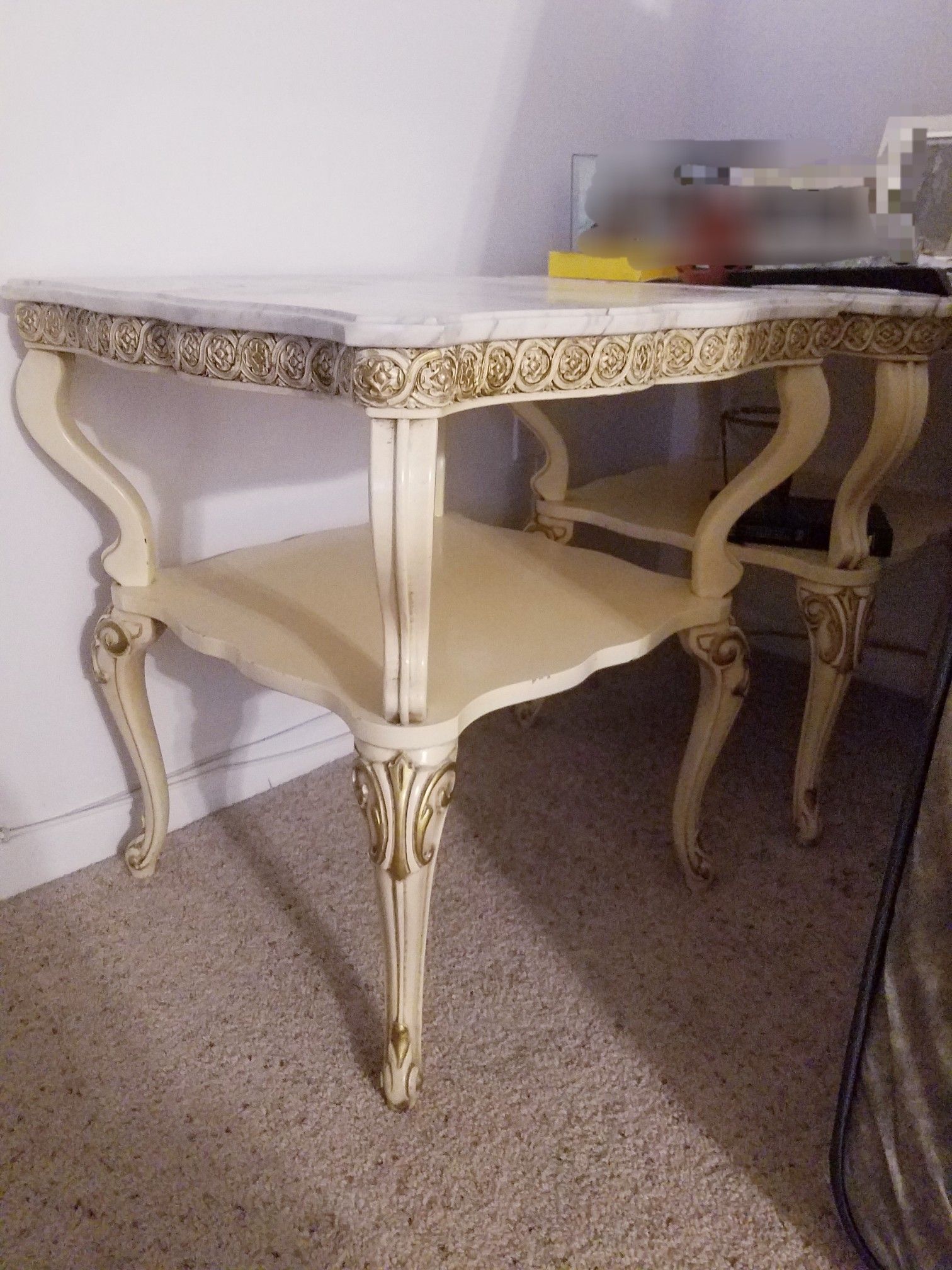 Vintage Marble-top accent tables