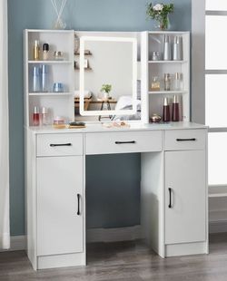 Vanity with LED mirror