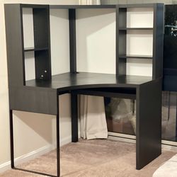 IKEA Corner Desk workstation, black-brown