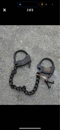 Alcatraz Prison Iron Handcuffs Adjustable Cuffs with Chain & 2...
