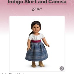 Retired Josefina Indigo School Outfit American Girl Doll Skirt Camisa Belt 