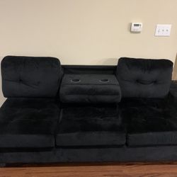 Black Sofa Sectional Reversible 