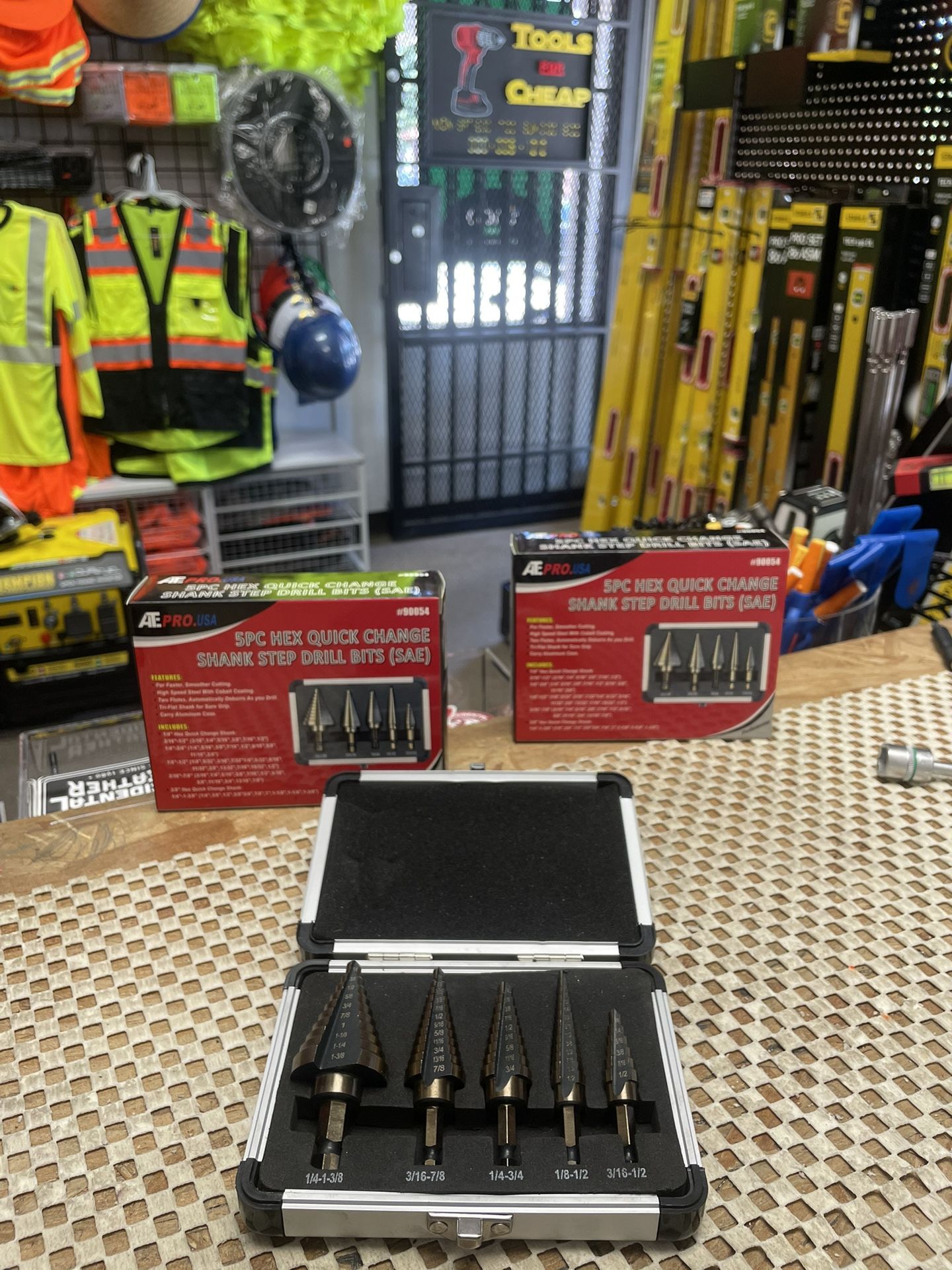 Step drill 5pc set ( SAE HEX QUICK CHANGE ) $42 EACH.
