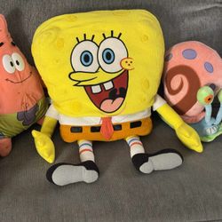 Lot of 3 large SpongeBob SquarePants Patrick Gary plushies plushes stuffed animals