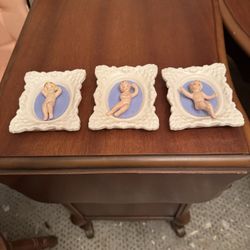 Small Porcelain Baby Dolls In Frames