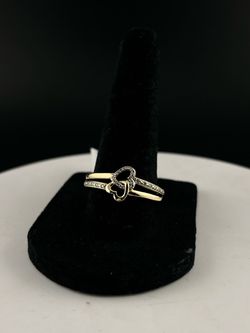 10k Gold Double Heart Diamond Accent Ring