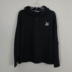 Puma Black Cotton Sweatshirt Hoodie Pullover Athletic Top Women