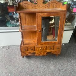 Vintage Wood Cabinet With Mirror And Towel Bar 20 By 30