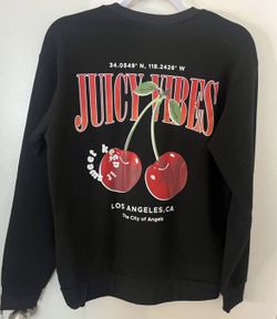 WANT GONE ASAP !! Sugarkiss Juicy Vibes Black Graphic Sweatshirt Size S