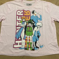 WOMENS ANIME “HUNTER” Pink Crop Top  Size Large