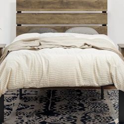 Sha Cerlin Rustic Style Platform Bed Frame   Twin