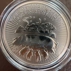 2019 1oz Britain Year Of The Pig Silver Coin 