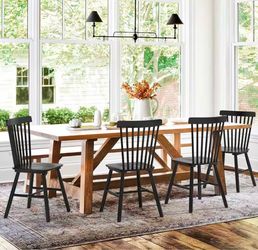 New Wood Dining Table with 4 Chairs, Black