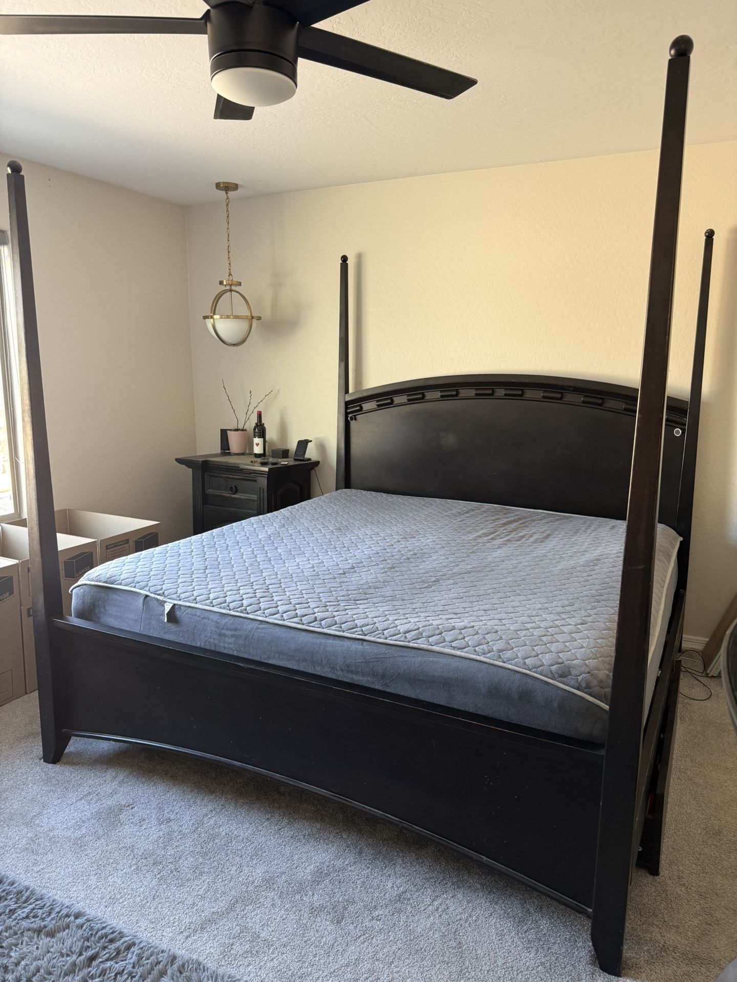 King Bed Frame, Mattress and Box Springs