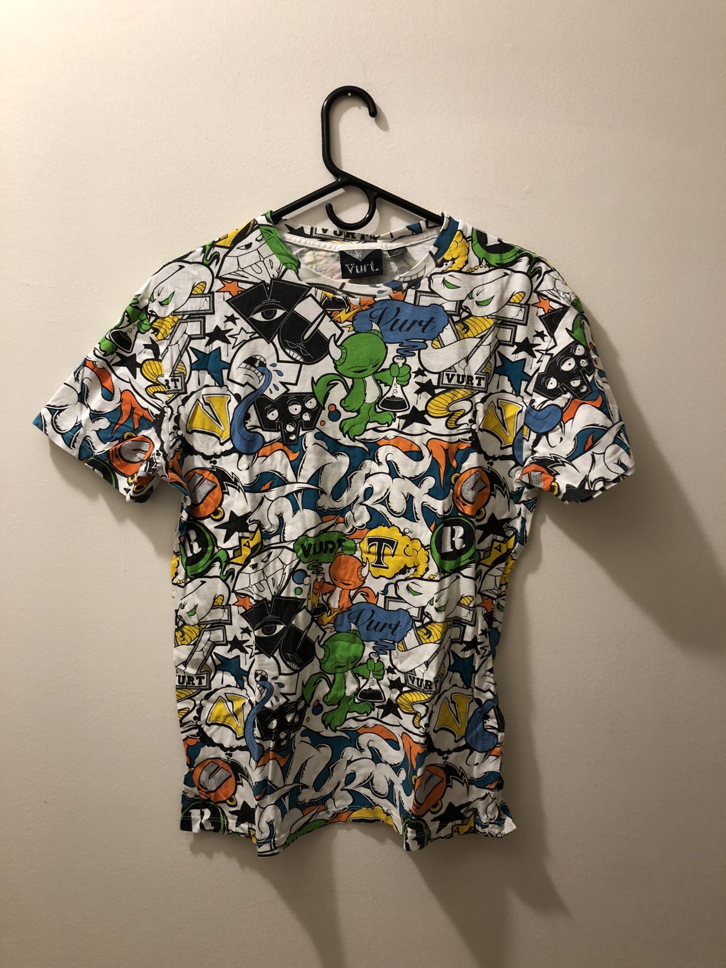 Rare Vurt White 'Chemistry' All Over Print T-Shirt Size M