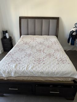 Queen Bed Frame with Mattress & Storage Drawers