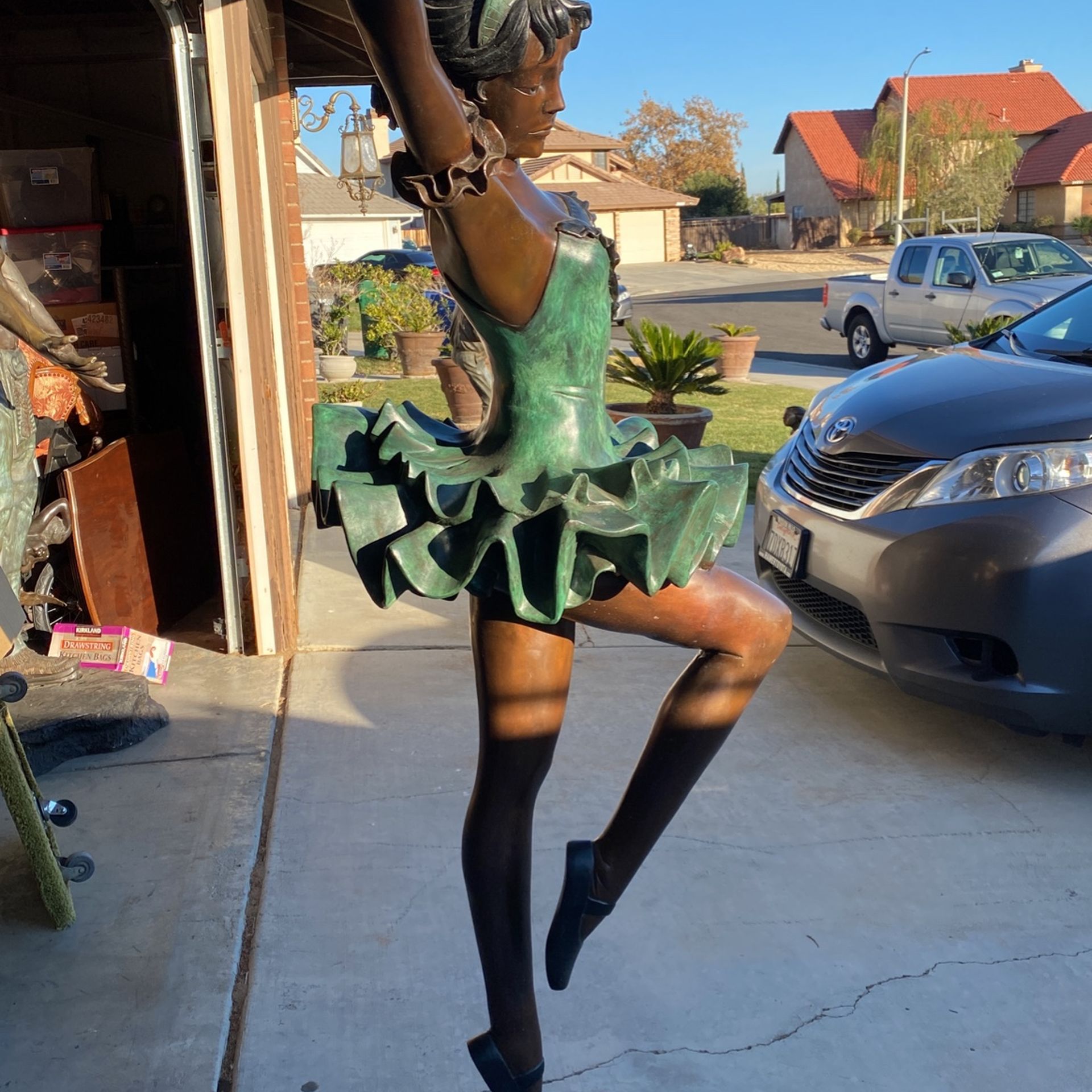 78” Tall 36”wide. Beautiful Bronze Ballerina