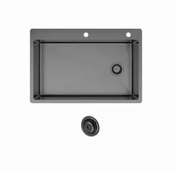 Glacier Bay 33 in. Drop-in Single Bowl 18-Gauge Gunmetal Stainless Steel Sink with Accessories