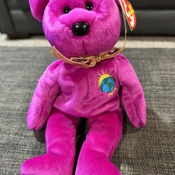 Ty Beanie Babies Millennium Bear Plush -Purple