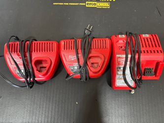 Lot of (3) Milwaukee M12 12V Lithium-Ion Battery Chargers (Model 48-59-2401)