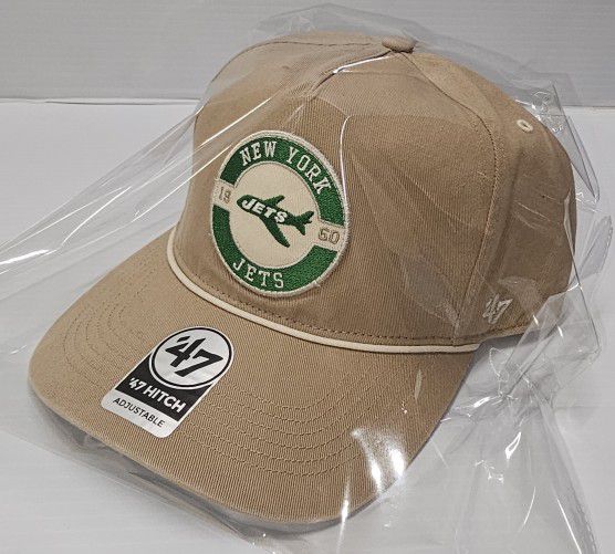 New York Jets NFL '47 Sierra Patch Hitch Adjustable Hat - Khaki NEW w/Tag