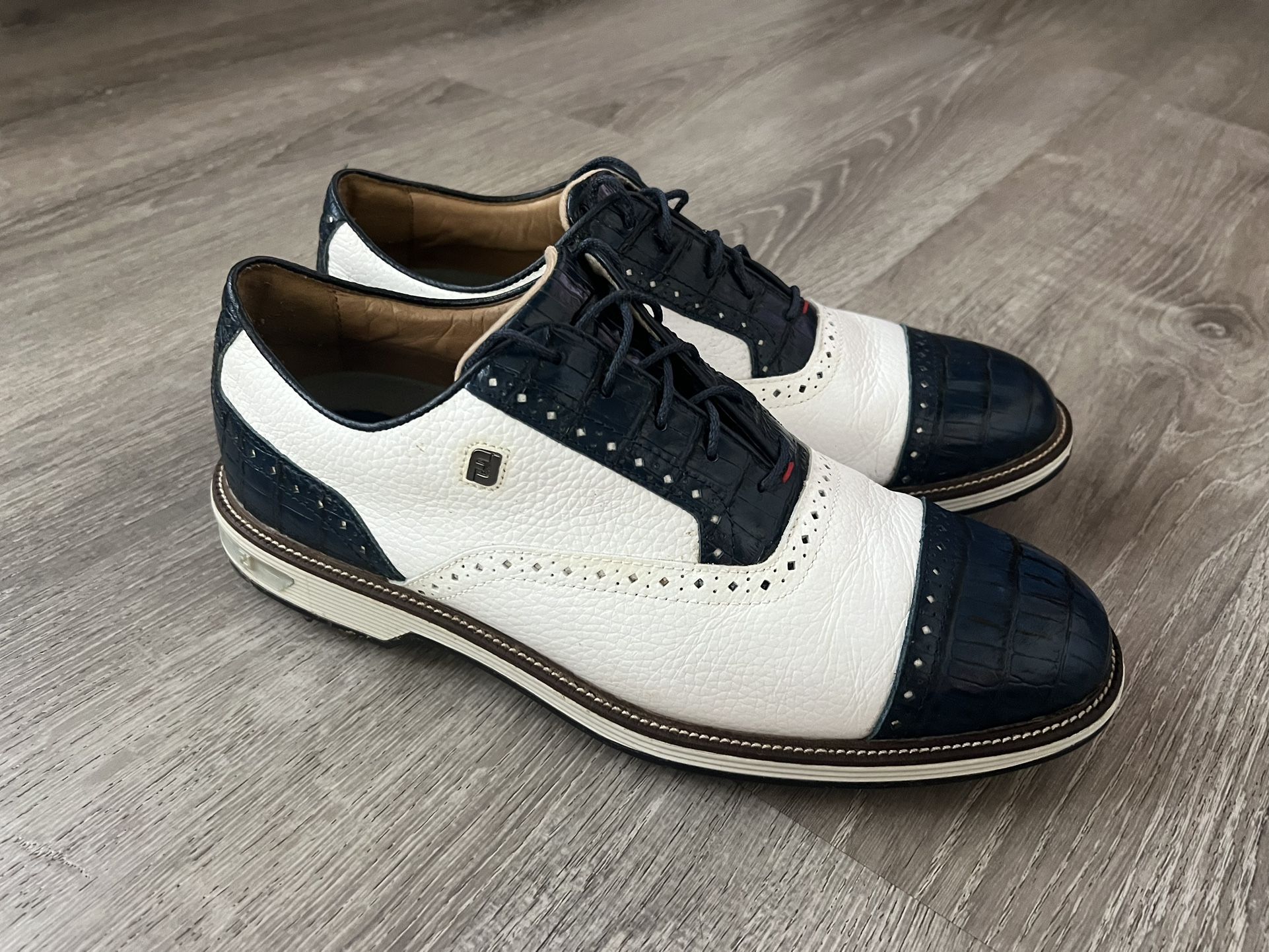 FootJoy Premiere Series Tarlow Golf Shoes White Navy Blue Men’s Size 10.5W