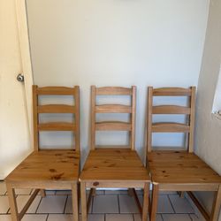 Solid Wood Dining Chairs (Set of 3)