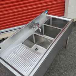 48" STAINLESS STEEL UNDERBAR SINK with FAUCET 