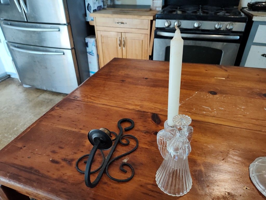 Base Angle Candle Holders And Two Metal Wall Mount $30