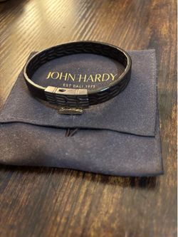 John Hardy Classic Chain 13mm Brown Leather Bracelet — Sterling Silver Clasp